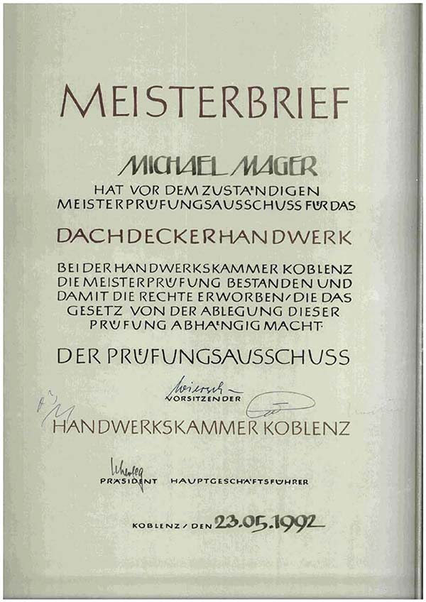 Meisterbrief Michael